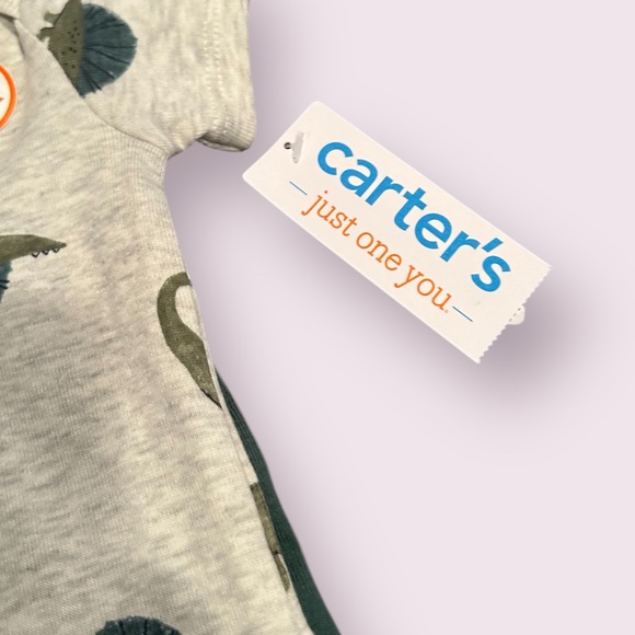 NWT Baby Carter's Dinosaur Baby Bodysuit Set With Sweatpants Size 3 Months - Picture 5 of 9
